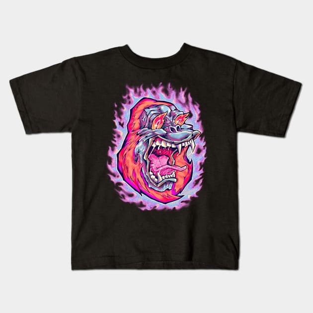 Burning Ape Kids T-Shirt by Villainmazk